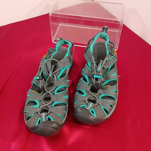 KEEN Women's SZ 7.5 Whisper Smoke Turquoise Waterproof Bungee Lace Slingback . - Picture 6 of 7